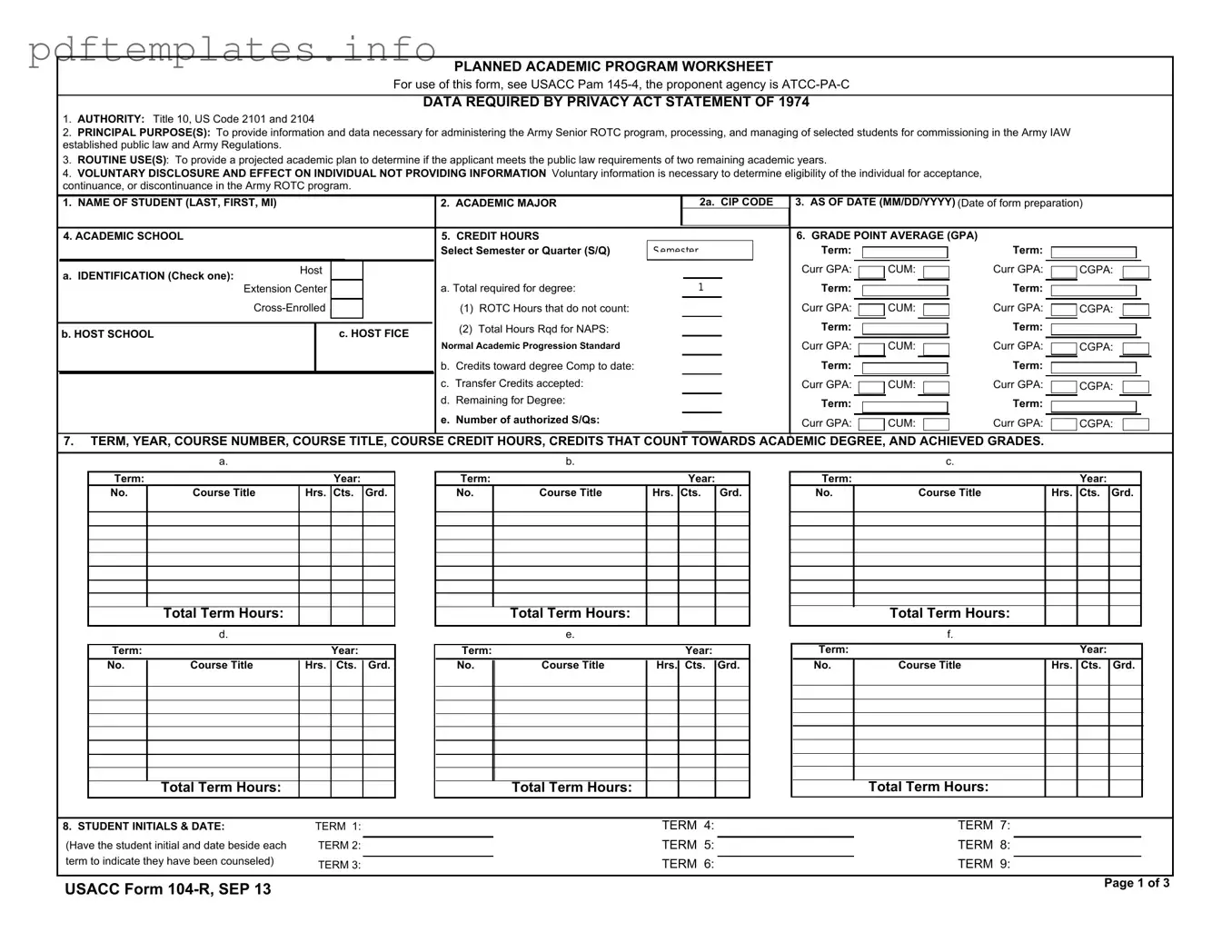 Fill Out a Valid 104 R Form