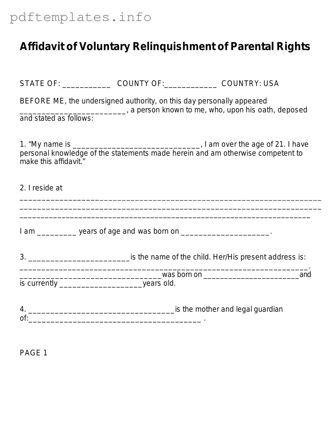 Fill Out a Valid Affidavit Parental Rights Form