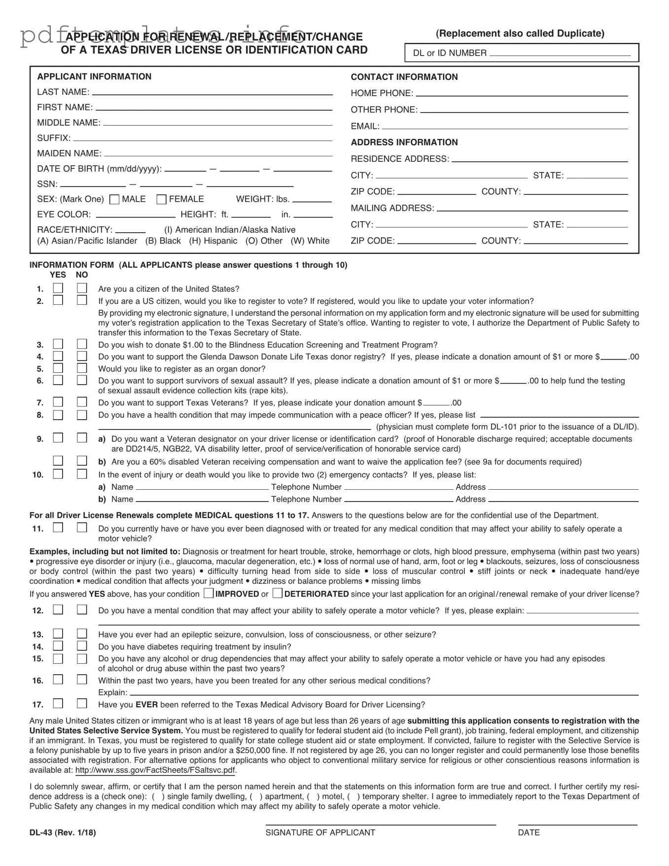 Fill Out a Valid DL-43 Form