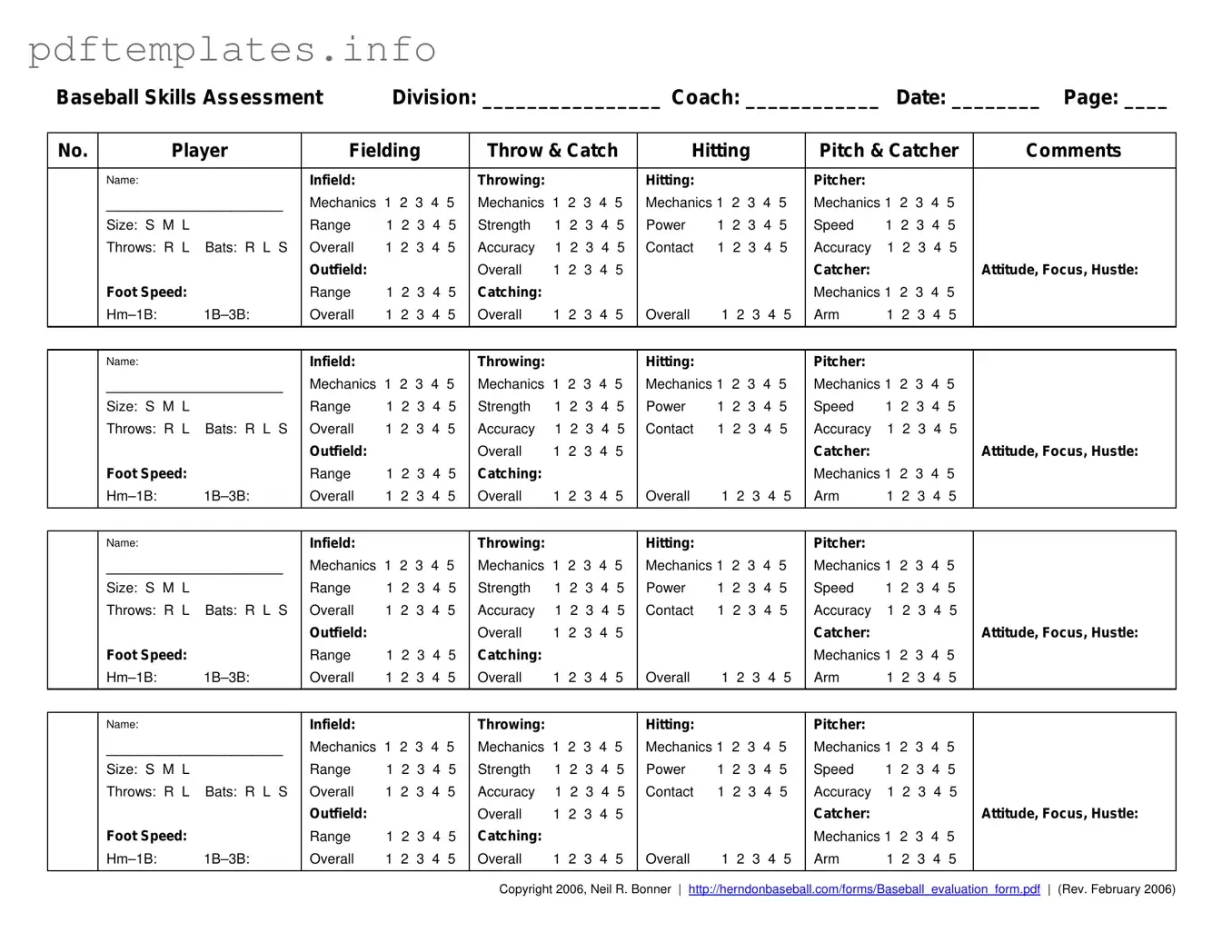 Fill Out a Valid Baseball Assessment Form