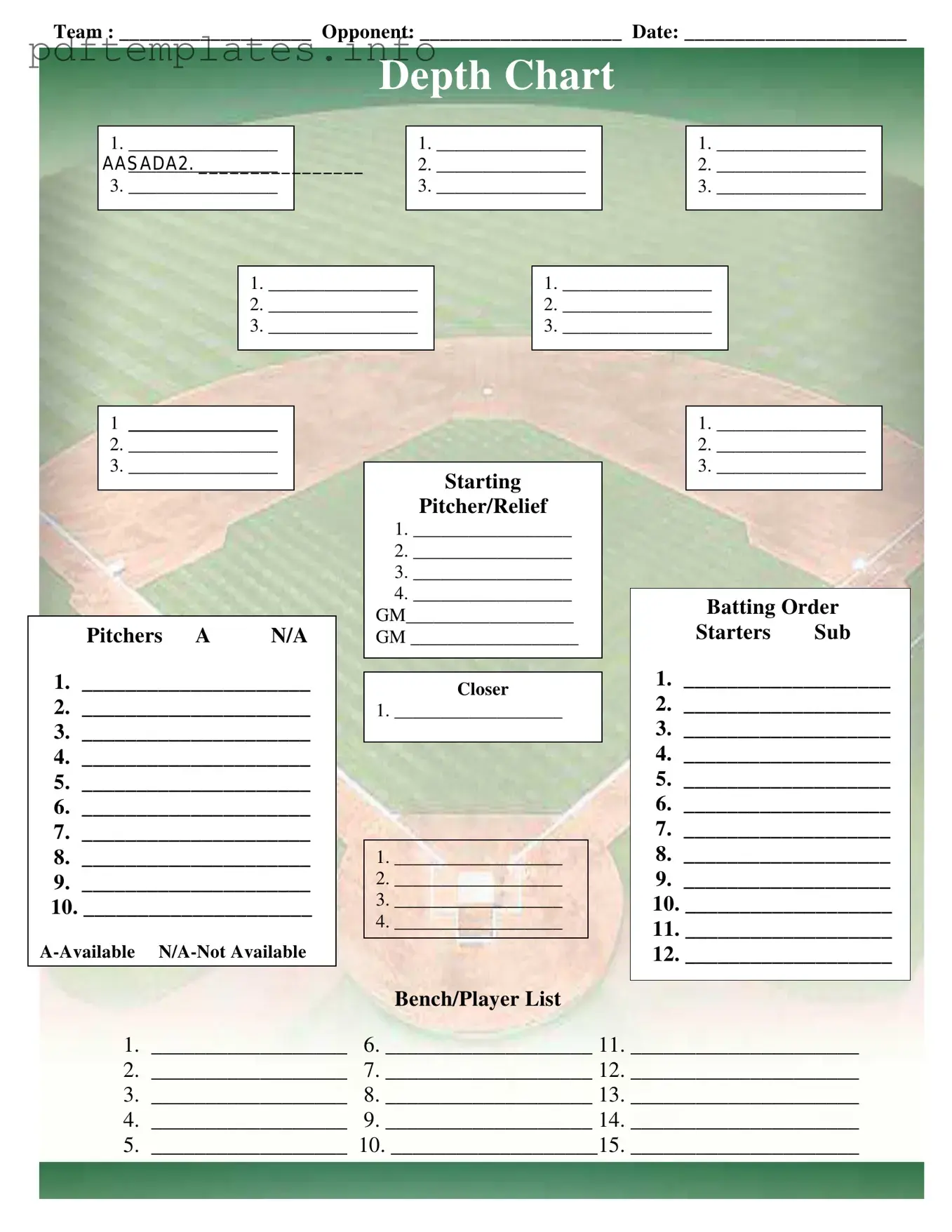 Fill Out a Valid Baseball Field Lineup Form
