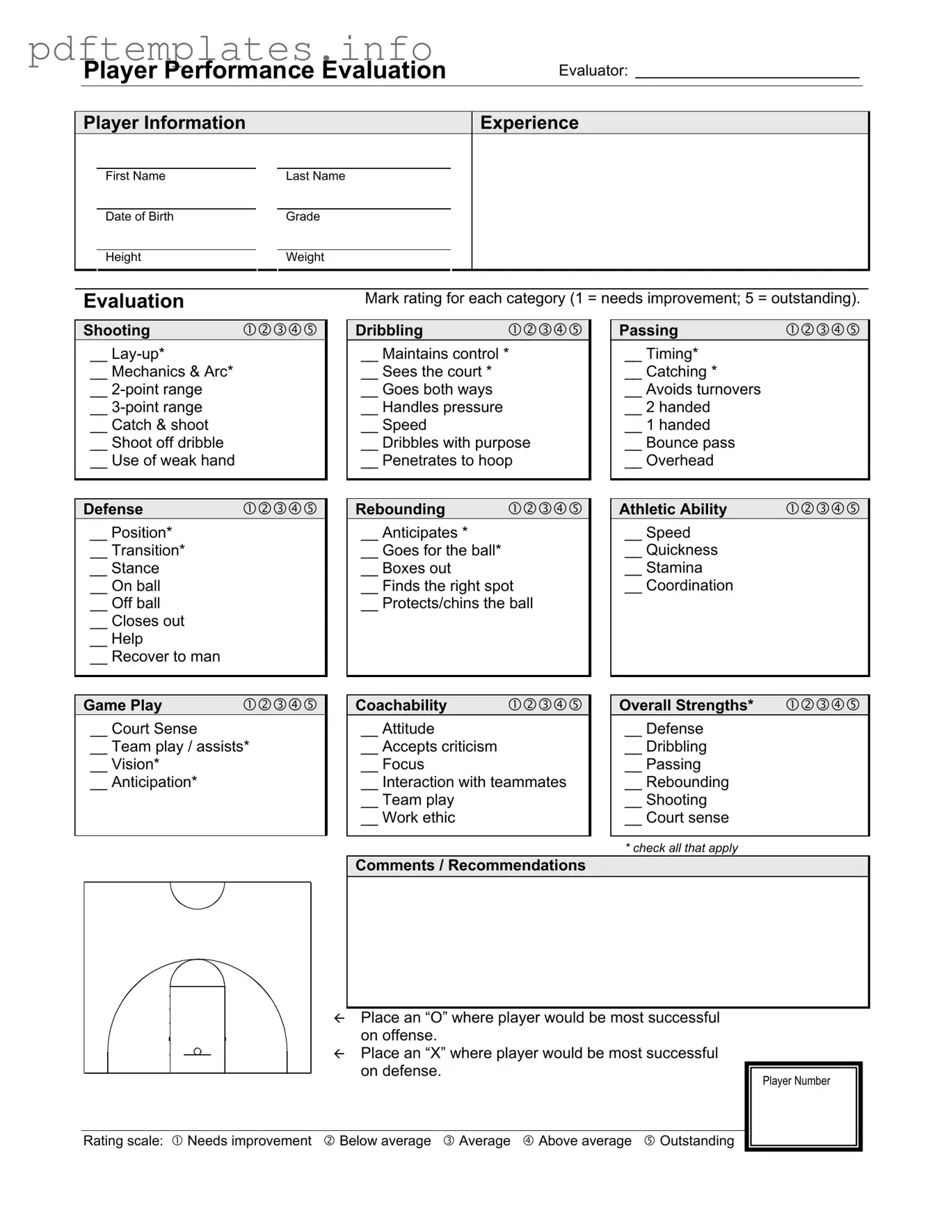 Fill Out a Valid Basketball Evaluation Form