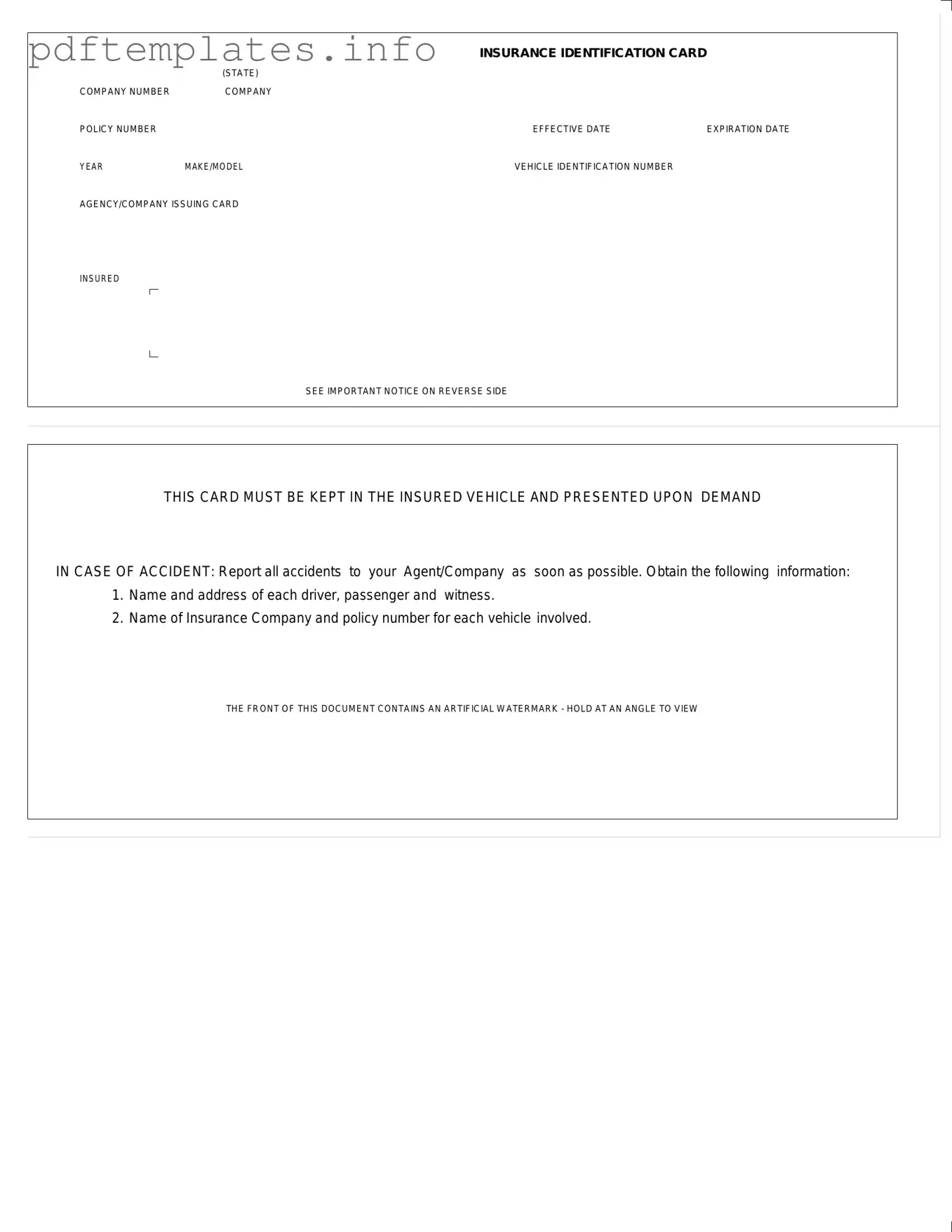 Fill Out a Valid Auto Insurance Card Form