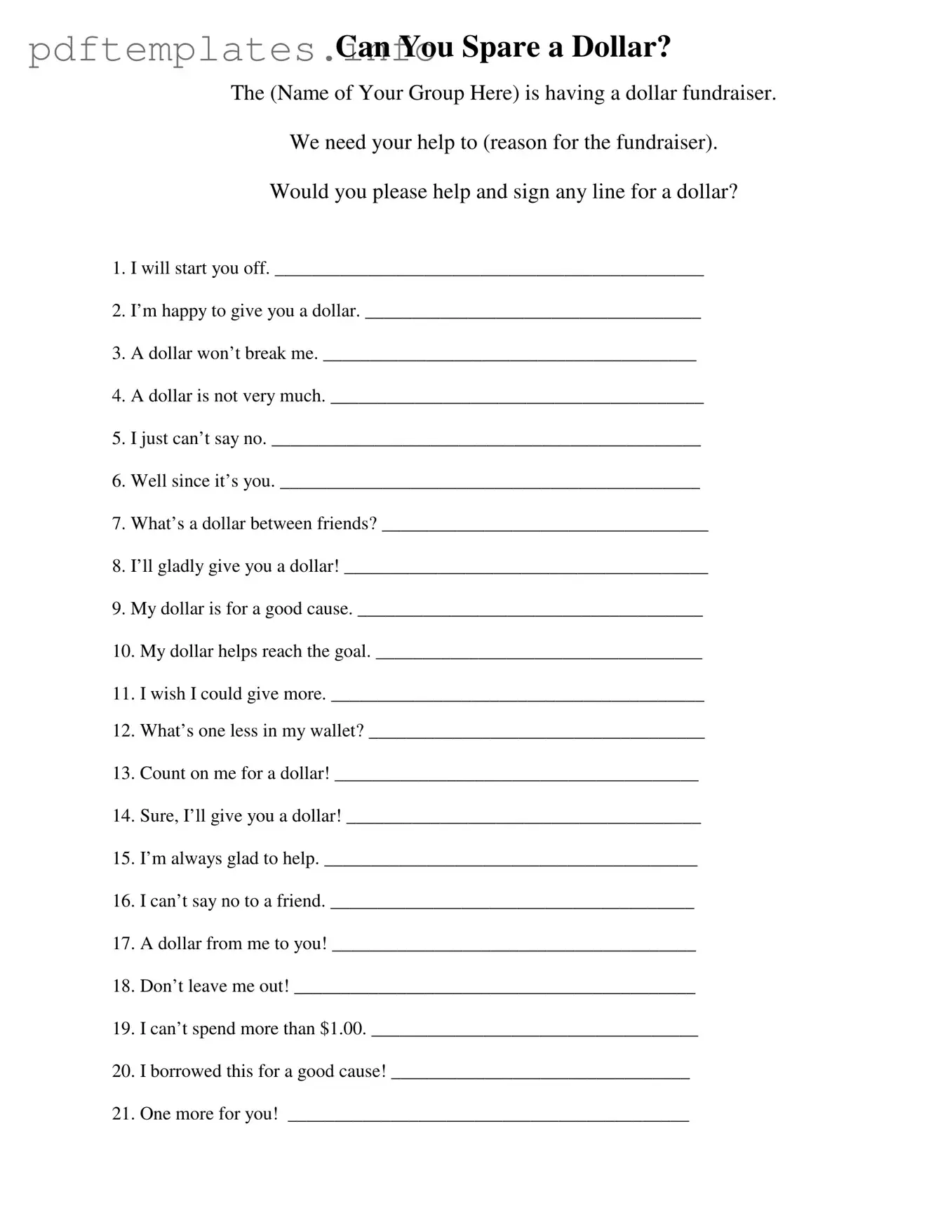 Fill Out a Valid Donated A Dollar Form