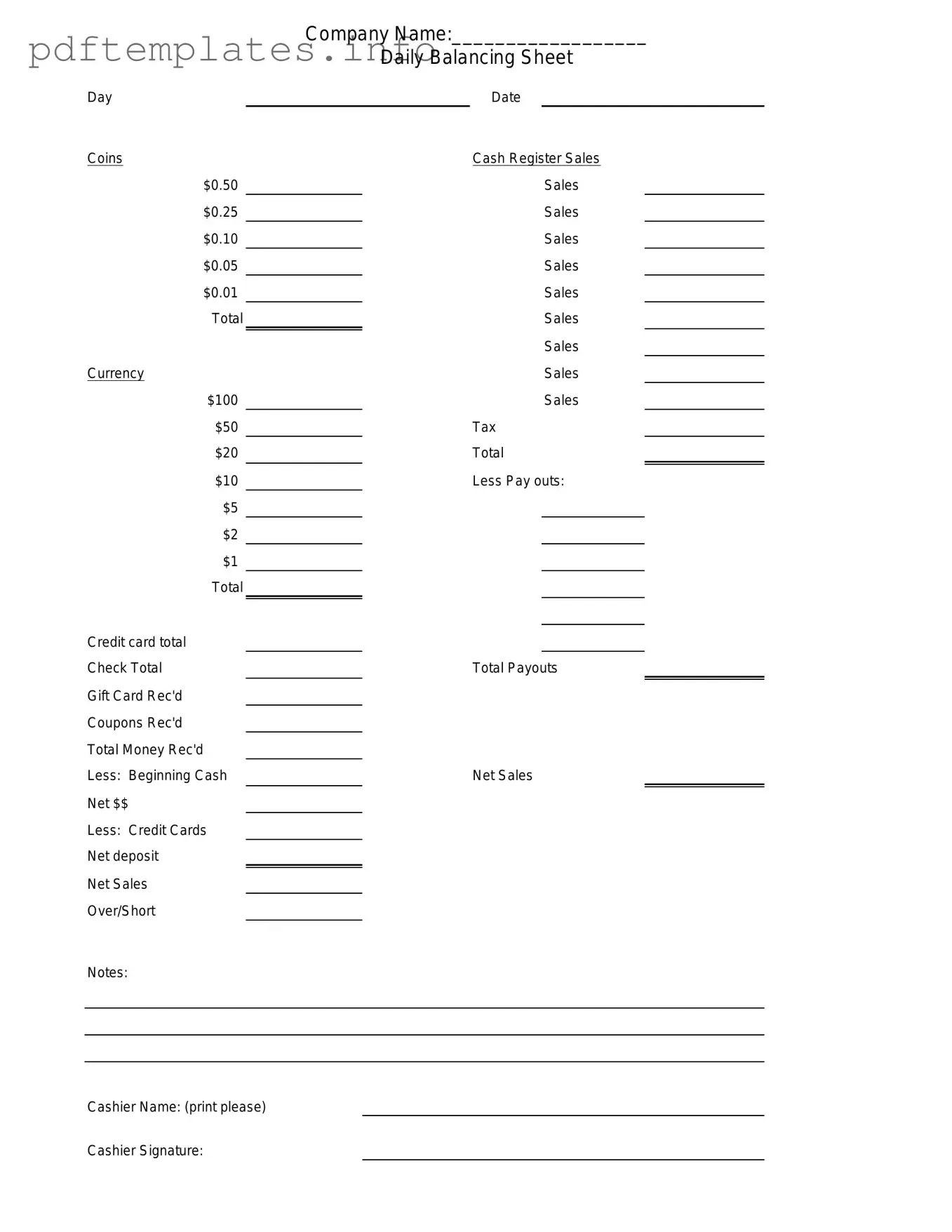 Fill Out a Valid Cash Drawer Count Sheet Form