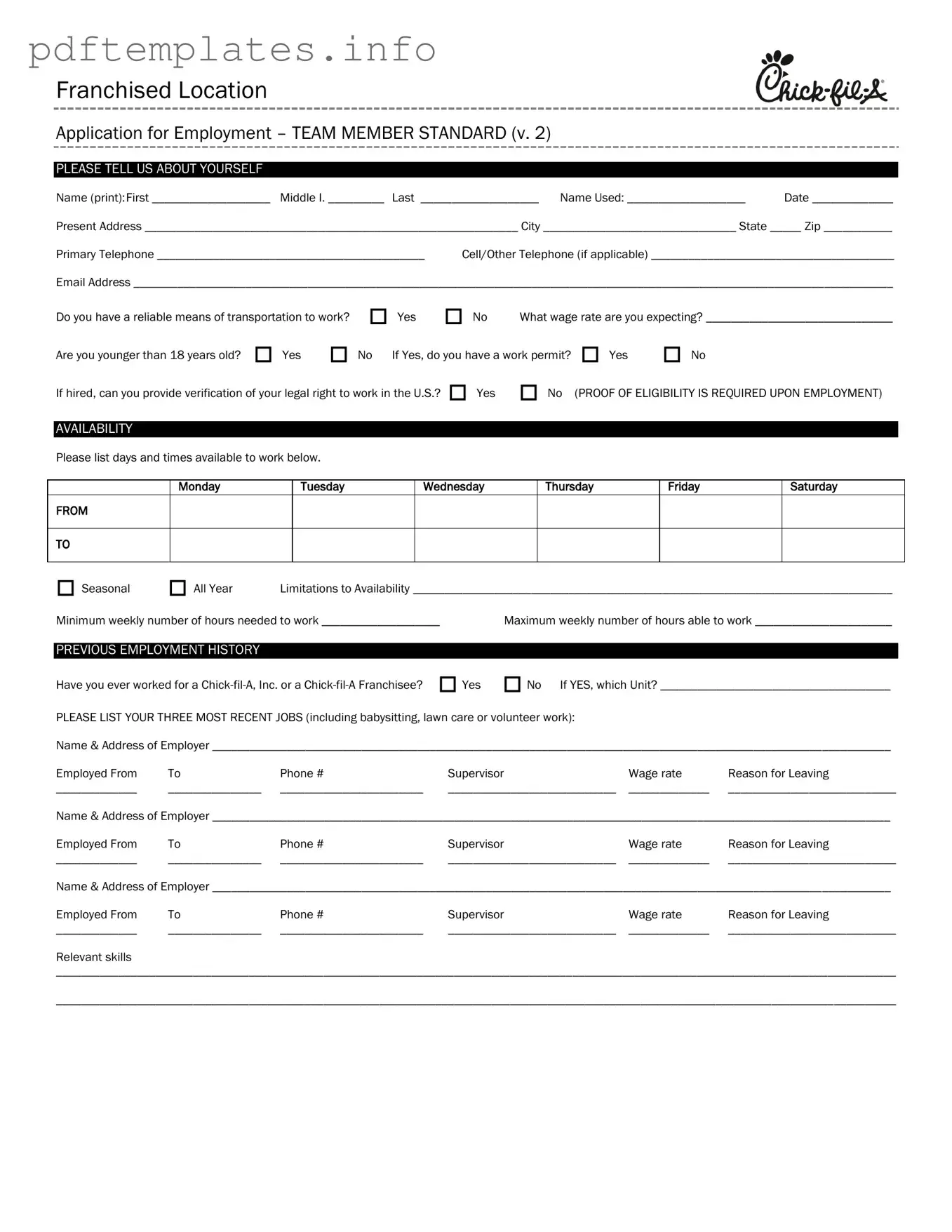 Fill Out a Valid Chick Fil A Job Application Form