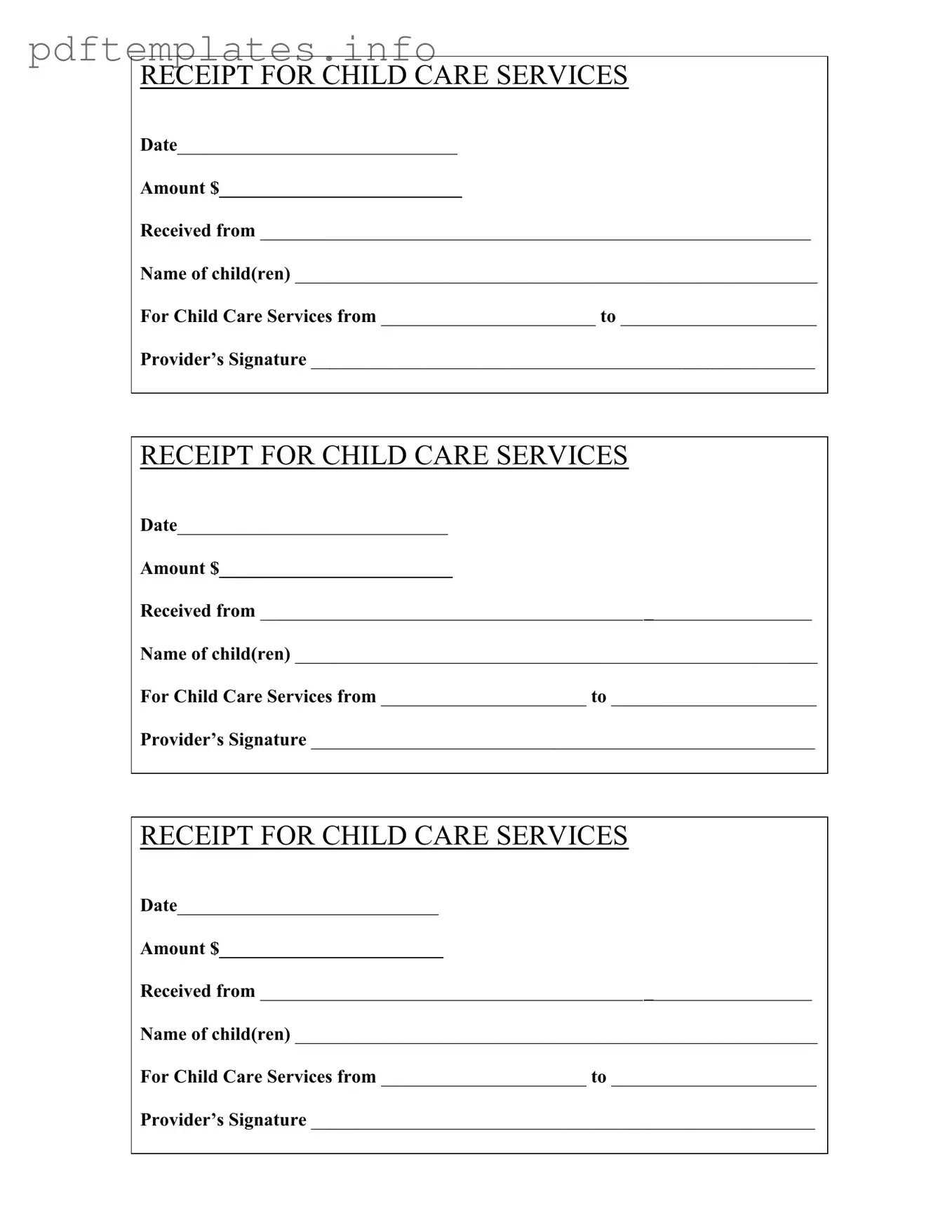 Fill Out a Valid Childcare Receipt Form