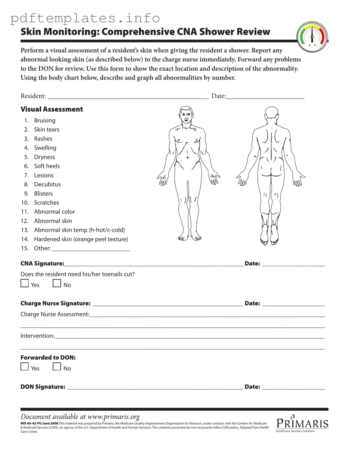 Fill Out a Valid Cna Shower Sheets Form