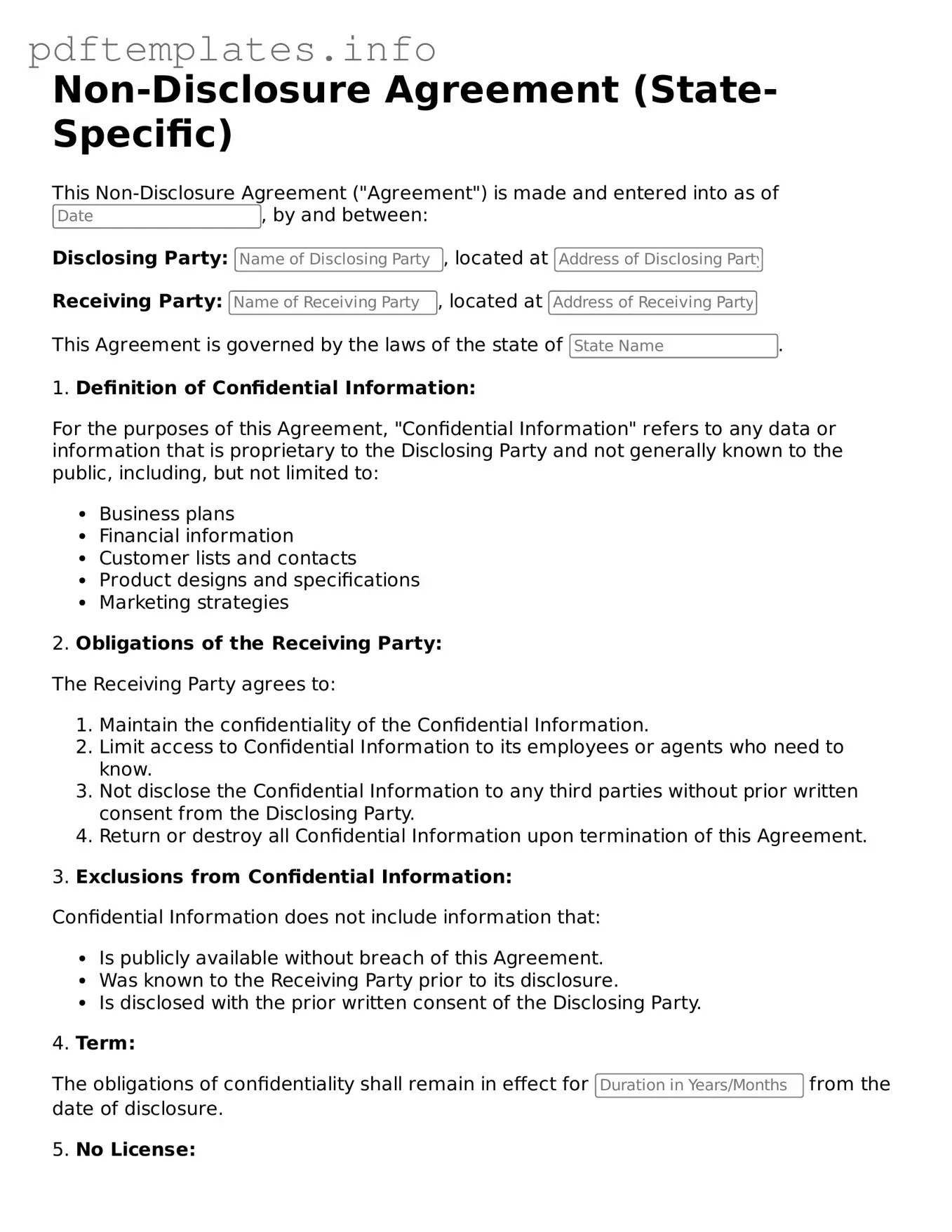 Printable Non-disclosure Agreement Form