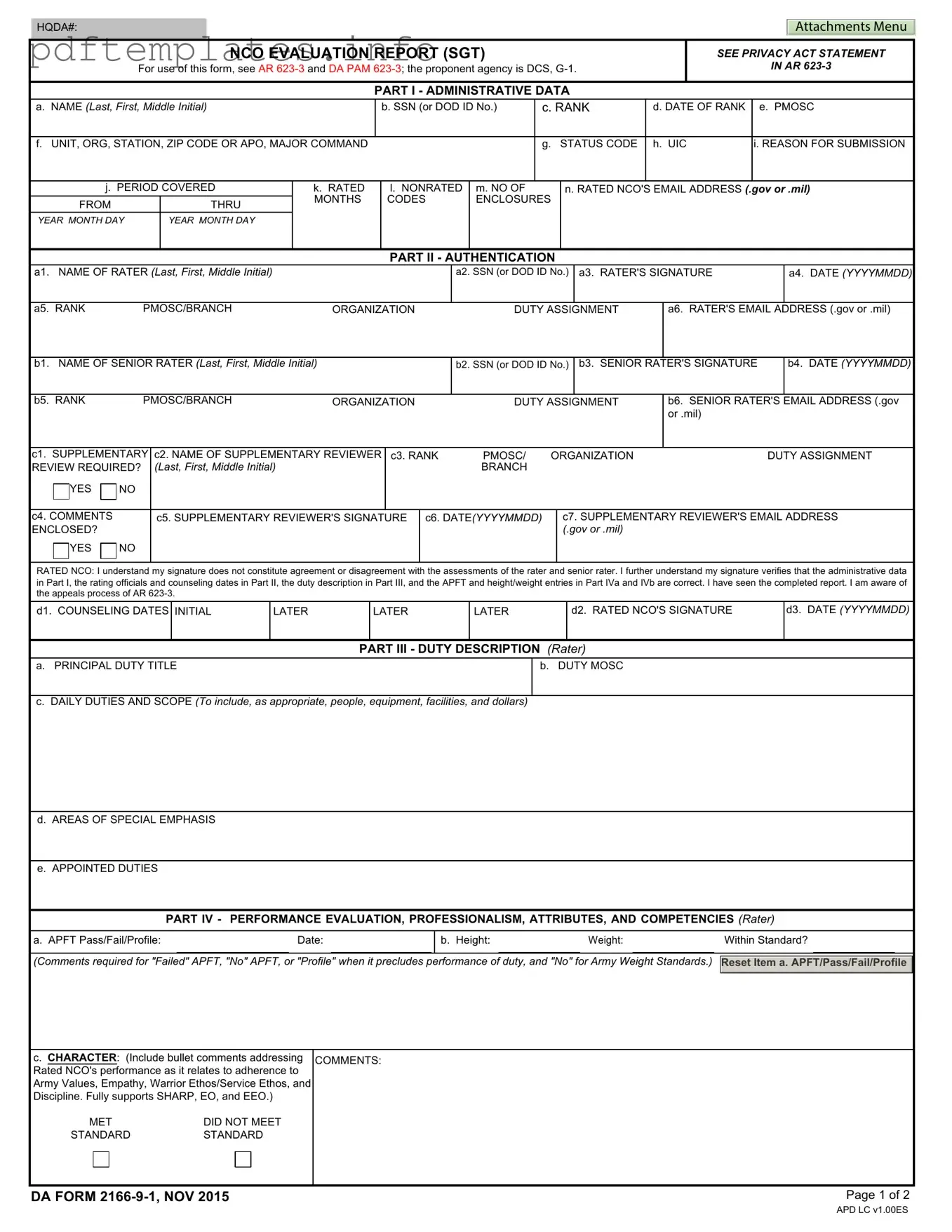 Fill Out a Valid Da 2166 9 1 Form