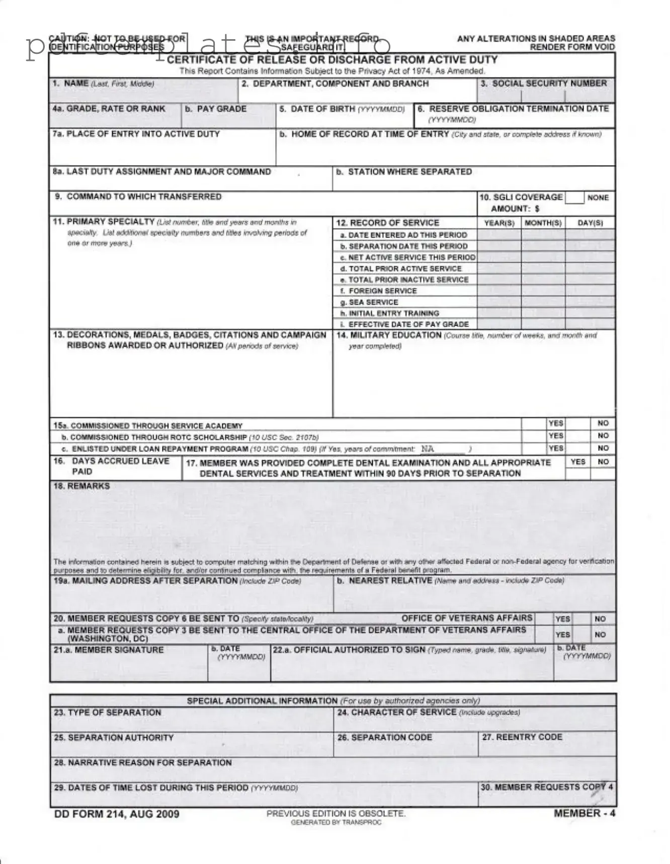 Fill Out a Valid Dd 214 Form