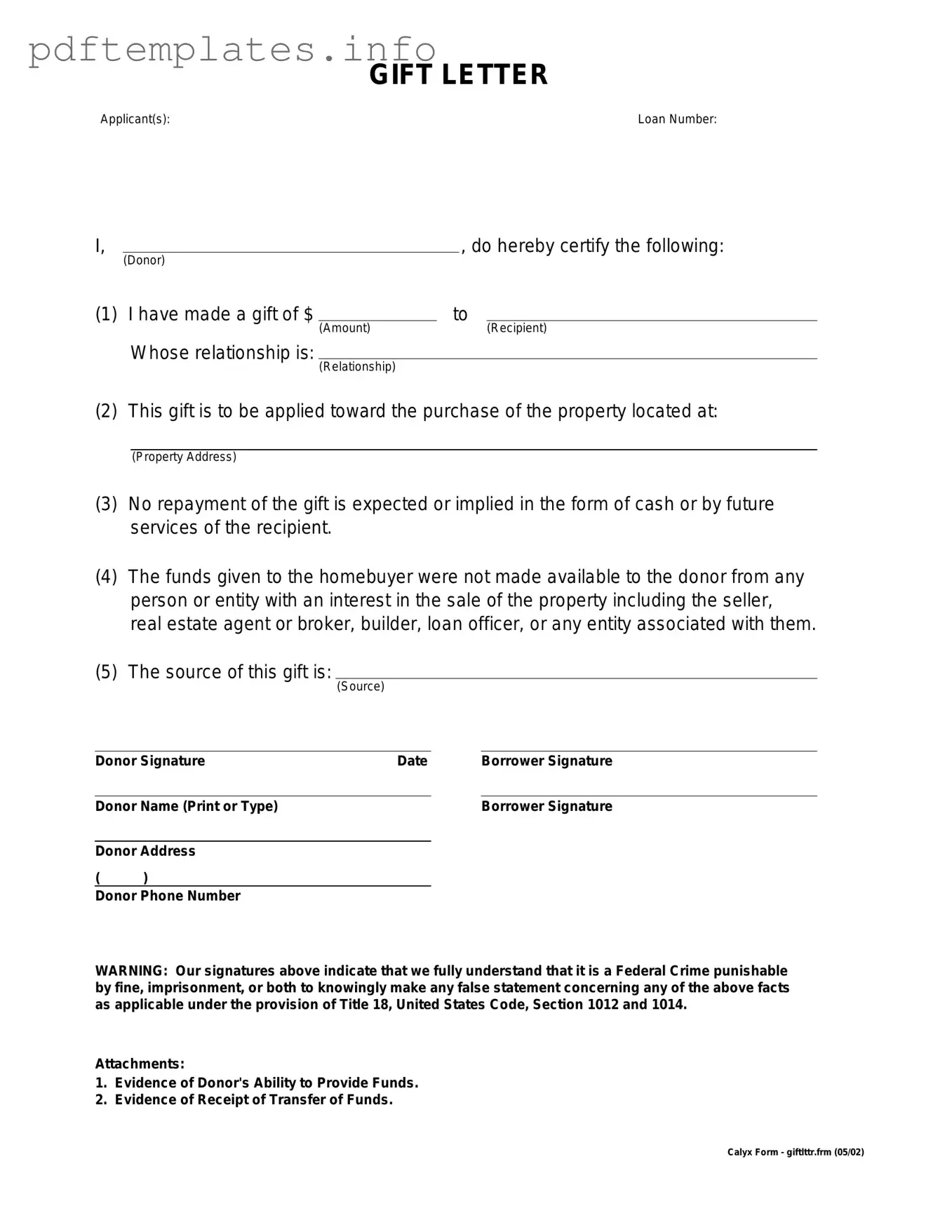 Fill Out a Valid Gift Letter Form