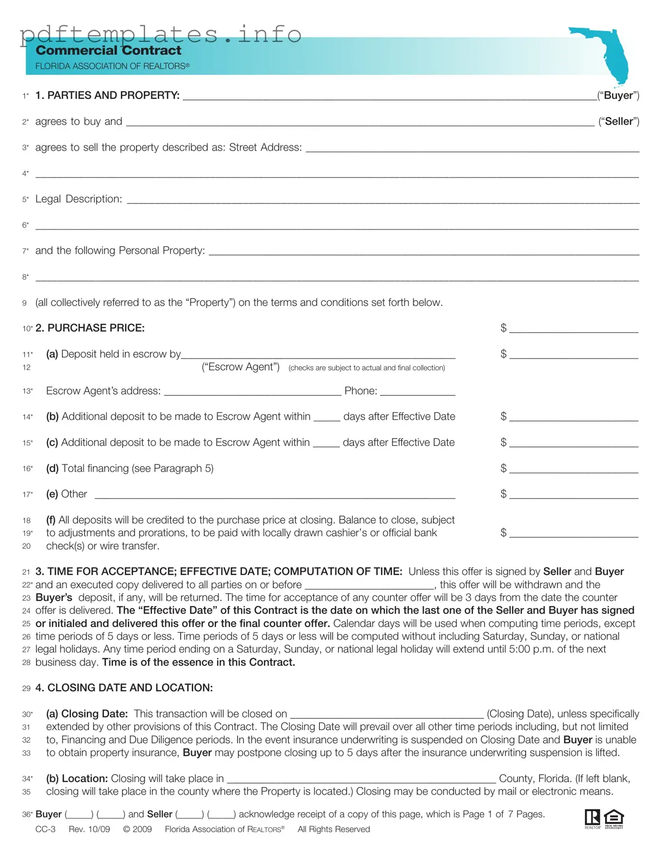 Fill Out a Valid Florida Commercial Contract Form