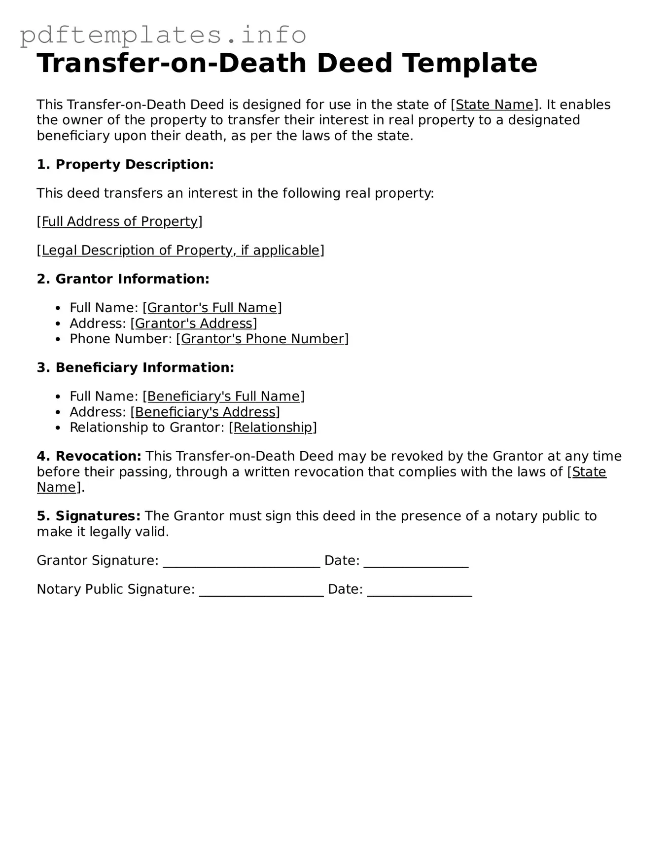 Printable Transfer-on-Death Deed Form