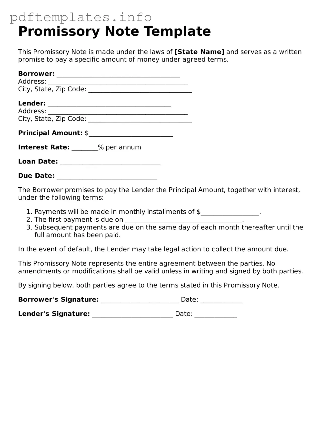 Printable Promissory Note Form