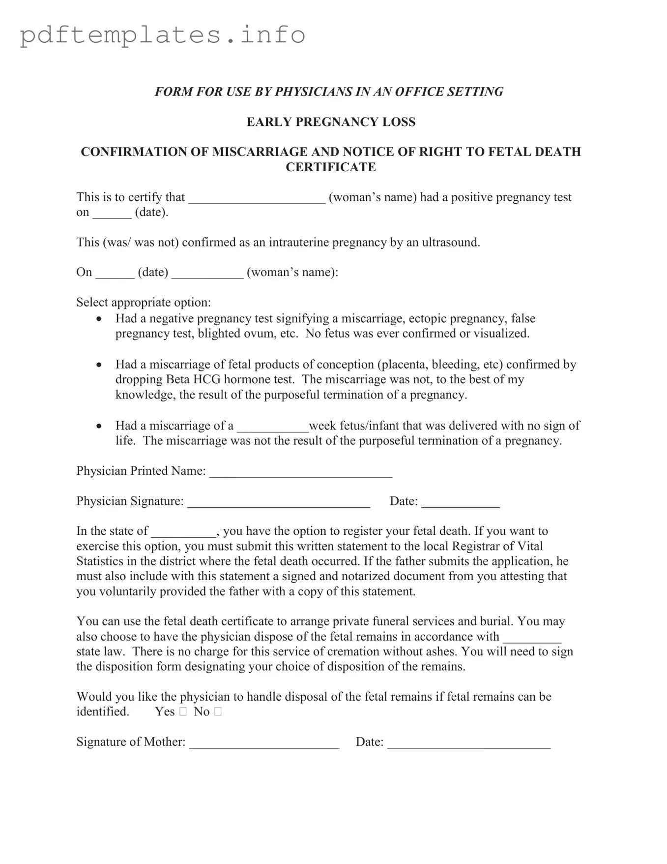 Fill Out a Valid Miscarriage Discharge Paper Form