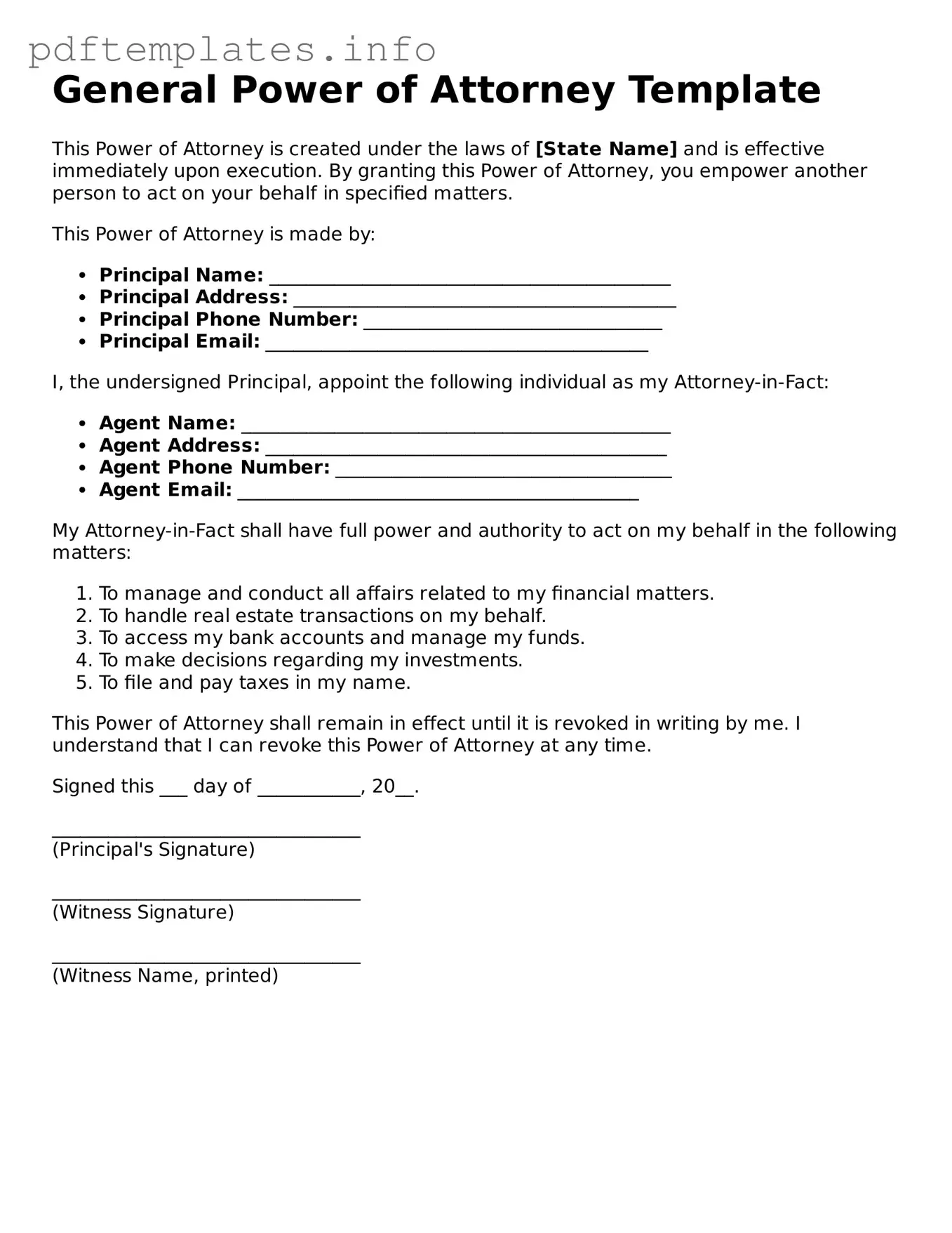 Printable Power of Attorney Form
