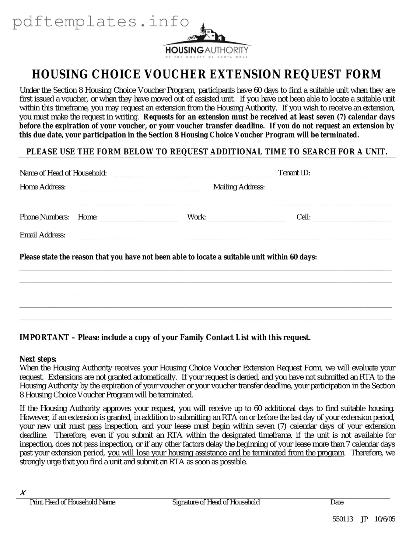 Fill Out a Valid Section 8 Voucher Extension Form