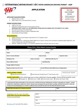 Fill Out a Valid Aaa International Driving Permit Application Form