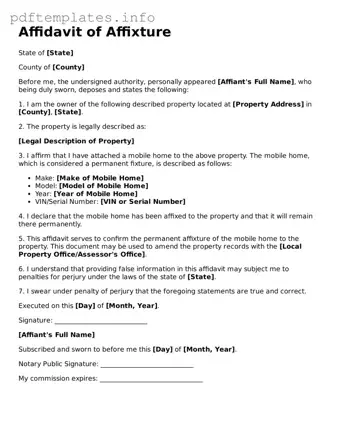 Printable Affidavit of Affixture Form
