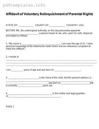 Fill Out a Valid Affidavit Parental Rights Form