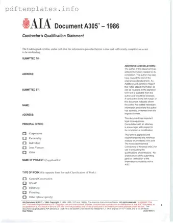 Fill Out a Valid AIA A305 Form