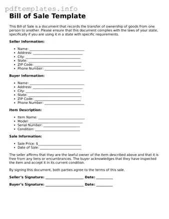 Printable Bill of Sale Form