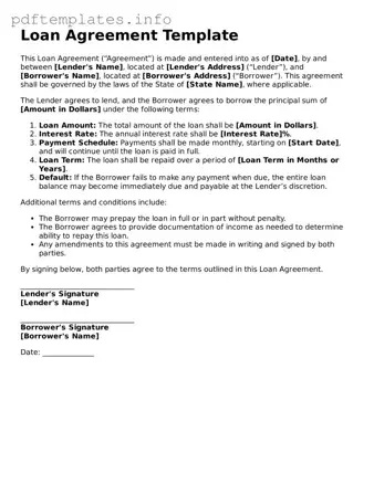 Printable Loan Agreement Form