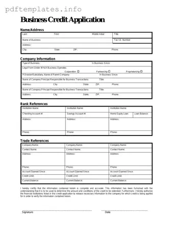 Fill Out a Valid Business Credit Application Form