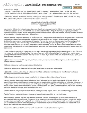 Fill Out a Valid California Advanced Health Care Directive Form