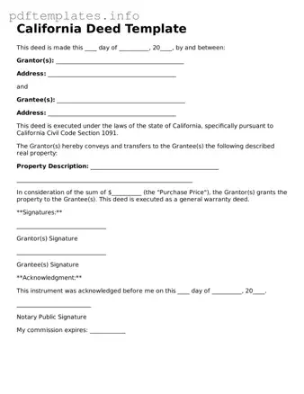 Blank Deed Form for California State