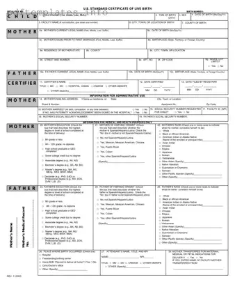 Fill Out a Valid CDC U.S. Standard Certificate of Live Birth Form