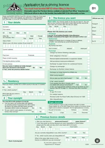 Fill Out a Valid D1 Dvla Form