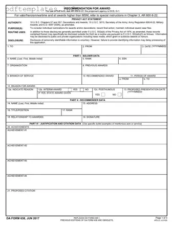 Fill Out a Valid Da 638 Form