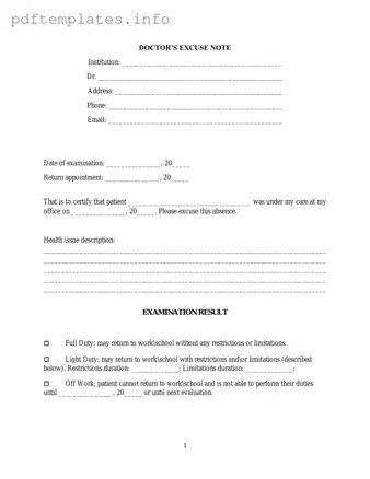 Fill Out a Valid Doctors Excuse Note Form