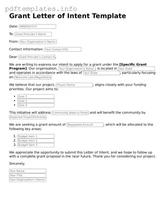 Printable Grant Letter of Intent Form