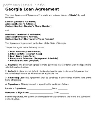 Blank Loan Agreement Form for Georgia State