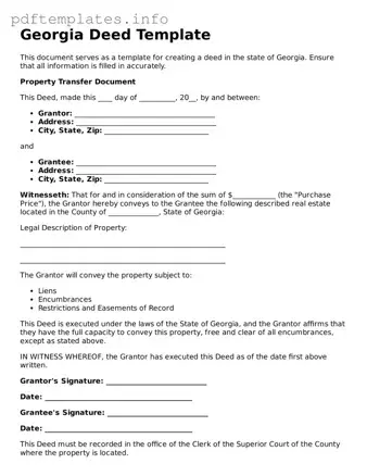 Blank Deed Form for Georgia State