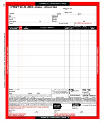 Fill Out a Valid Hazard Bill Of Ladden Form