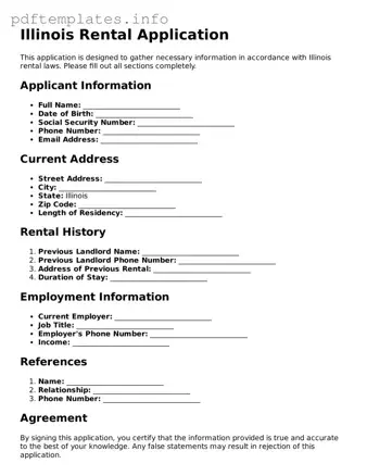 Blank Rental Application Form for Illinois State