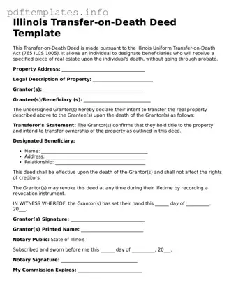 Blank Transfer-on-Death Deed Form for Illinois State