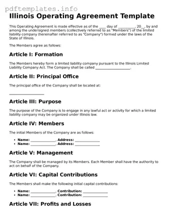 Blank Operating Agreement Form for Illinois State