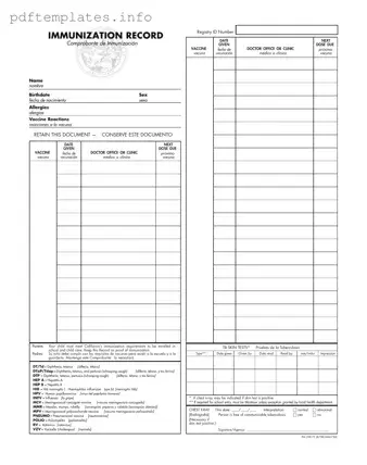 Fill Out a Valid Immunization Record Form