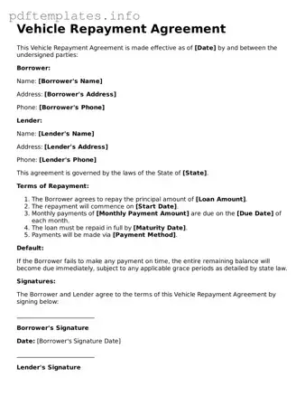 Printable Vehicle Repayment Agreement Form