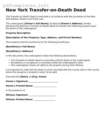 Blank Transfer-on-Death Deed Form for New York State