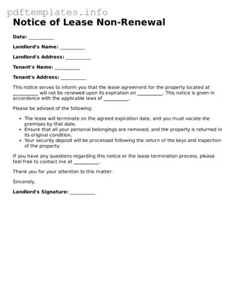 Printable Notice of Lease Non-Renewal Form