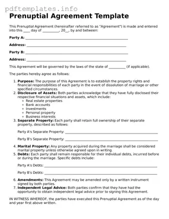 Printable Prenuptial Agreement Form