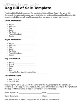Printable Dog Bill of Sale Form