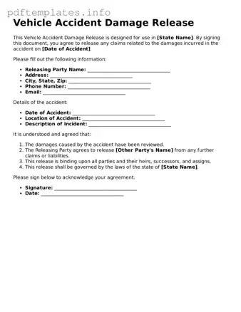 Printable Vehicle Accident Damage Release Form