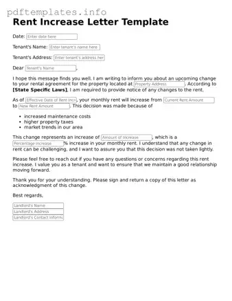 Printable Rent Increase Letter Form